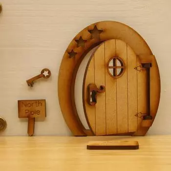 Сказочный мини-эльф, гном, деревянная дверь, набор, собранный вручную, для дома, улицы, скрытый уголок, украшение для дома, аксессуары для кукольного домика One Size