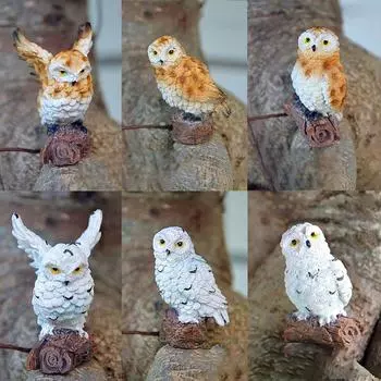 Сказочный сад Мини-фигурка совы из смолы Моделирование птиц Домашний сад Настольный орнамент Миниатюры Животное