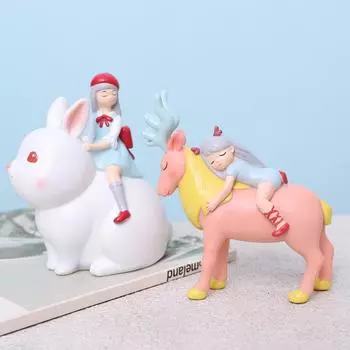 Сказочный садовый орнамент, мультяшные девушки, животные, миниатюрные фигурки кроликов и оленей, украшение для дома, подарок на свадьбу и день рождения олений