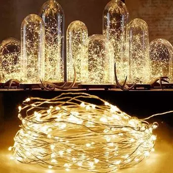Сказочный свет 2 м 5 м светодиодный медный провод гирлянда на батарейках свадебная рождественская гирлянда праздничная вечеринка украшение дома лампа