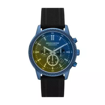 Skechers Мужские часы Clarkdale Quartz Metal Silicone Chronograph, черные, переливающиеся, хронограф.