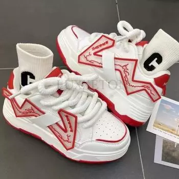 Скейтборд с толстой подошвой, круглым носком, низким вырезом, сетчатой поверхностью для комфорта и воздухопроницаемости, универсальная модная повседневная обувь для скейтбординга 36