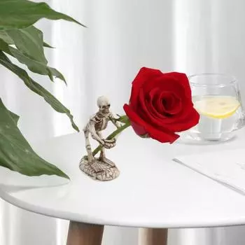 Скелет Фигурка Держатель Ручки Смола Скелет Статуя Скульптура Подставка Для Карандаша Домашний Офис Настольное Украшение Орнамент Хэллоуин Фестиваль Подарок