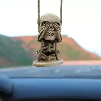 Скелет кулон весело прочный автомобиль зеркало заднего вида череп очарование интерьер автомобиля грузовик орнамент подарки на Хэллоуин A светло-коричневого