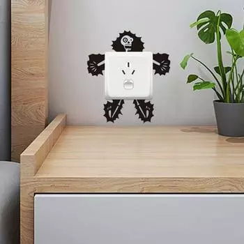 Скелет-переключатель с электрошоком, наклейка для детей, спальни, ванной, переключателя, водонепроницаемые наклейки, украшение для дома чёрный