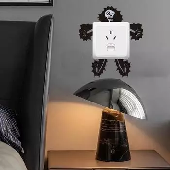 Скелет-переключатель с электрошоком, наклейка для детей, спальни, ванной, переключателя, водонепроницаемые наклейки, украшение для дома чёрный