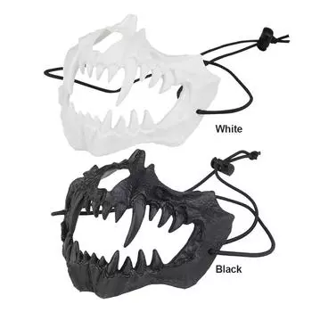 Скелет полумаска износостойкая клыки череп маска для игрового косплея (белый)