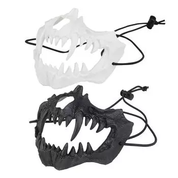 Скелет полумаска износостойкая клыки череп маска для игрового косплея (белый) К