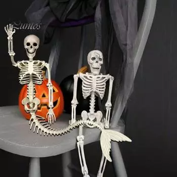 Скелет Русалка Реалистичный гибкий шарнир всего тела в натуральную величину Страшный Хэллоуин Скелет Украшение Дом с привидениями Реквизит 1pc