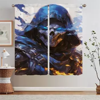 Скелет убийца затемняющие шторы гостиная украшение кухня шторы для спальни шторы для дома и украшения тюль на кухне W50xH70cmx2pcs-CL