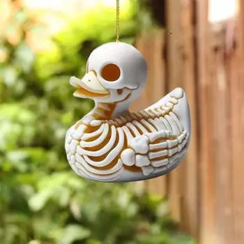 Скелет утки автомобильное зеркало подвесное украшение милый кот брелок подвеска акриловый вид сзади