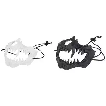 - Скелетная полумаска, износостойкая маска с клыками и черепом для игрового косплея (белый)
