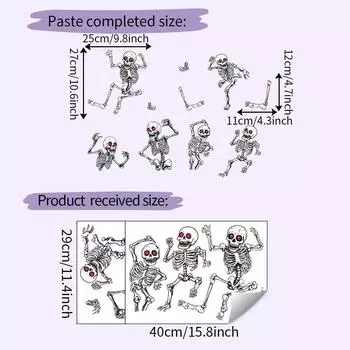 Skeleton Halloween Uv Static Glass Showcase Living Room Home Decor Stickers