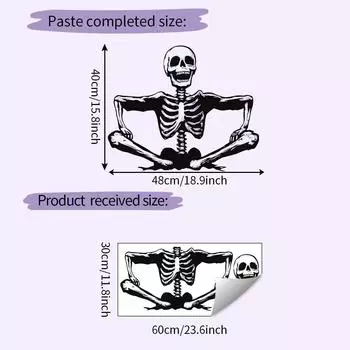 Skeleton Smiling Halloween Glass Showcase Bedroom Home Decoration Wall Stickers