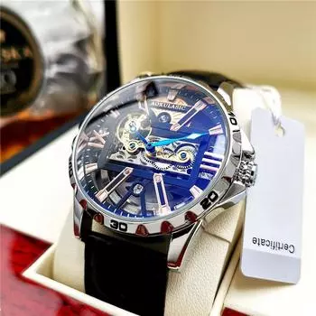 Скелетон турбийон полностью автоматические механические часы для мужчин водонепроницаемые