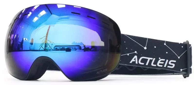 Ski Double Layer Compatible with Snowboard Wide Field of UV One Size Fits Blue lsa03fbu [Acreis] Goggles, Lens, Glasses, Anti-Fog, Men s, Women s,