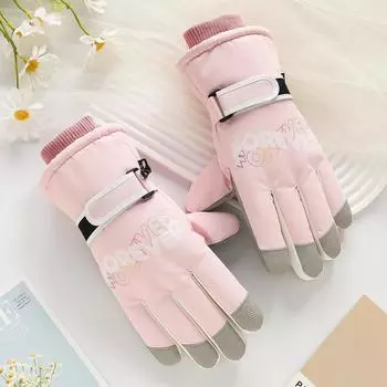 Ski Gloves for Men and Women Outdoor Winter Thickened Windproof Water Splashing Cold and Velvet Touch Screen Riding Warm Gloves Average size