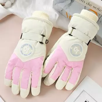 Ski Gloves for Women In Winter Cycling and Mountaineering Thickened Waterproof Plus Velvet Outdoor Windproof Cold Warm Gloves average size