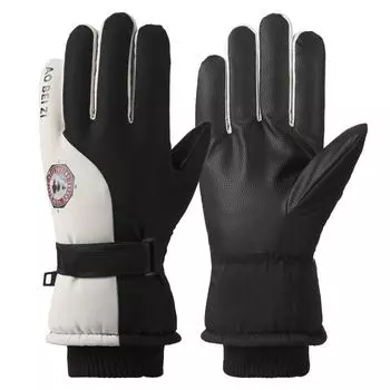 Ski Gloves Men s Autumn and Winter Outdoor Electric Car Plus Velvet Thickened Cycling Cold Proof Wind Proof Touch Screen Warm Gloves Average size