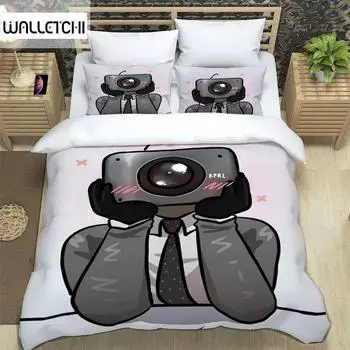 Skibidi Toilet Funny Kprl Speaker Cartoon Duvet Case Pillowcase Beddding Set Twin Full King for Boys Adults Bedroom 70x133cm 2pcs
