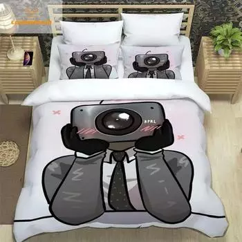 Skibidi Toilet Funny Kprl Speaker Cartoon Duvet Case Pillowcase Beddding Set Twin Full King for Boys Adults Bedroom 70x133cm 2pcs