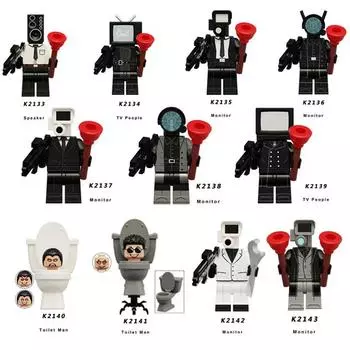 Skibidi Туалет Аниме Мультфильм Кирпичи Многофигурные Куклы Оператор Спикер ТВ Человек Мини-Экшн-блок Игрушечные Фигурки Строительные Блоки