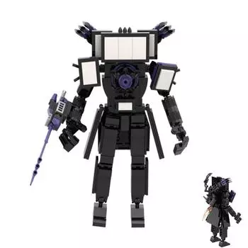 Skibidi Туалетная игра Серия строительных блоков Игрушки Туалетный человек Монитор Человек Титан Аудио Человек ТВ Минифигурка One Size чёрный