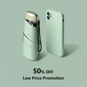 Скидка 50% Мини-зонт от солнца, небольшой карманный зонт от дождя, виниловый складной зонт, защита от ультрафиолета и ультрафиолета, козырек от солнца, карманный зонтик