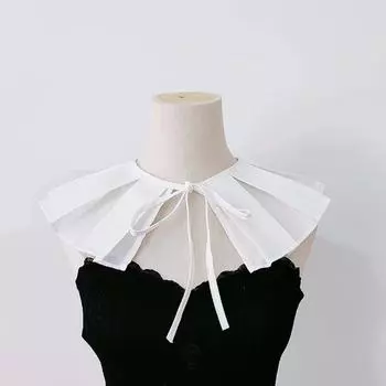 Скидка на работу Ниша Внешний вид, Поддельный воротник, Чистый хлопок Оборка Край свитера Декоративный воротник Универсальный шарф Шаль Воротник Модный взрыв белый