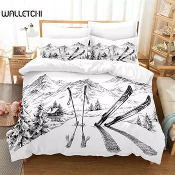 Skiing Bedding Set Duvet Cover Set 3d Bedding Digital Printing Bed Linen Queen Size Bedding Set Fashion Design EU single(135x200cm)