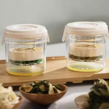 Скиммер для сыворотки со стальным ситом Сепаратор сыворотки для весенних огурцов и овощей Ситечко для йогурта без бисфенола-А Йогуртница бежевый