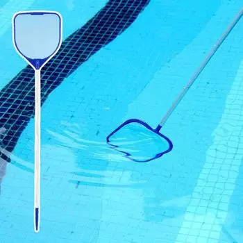 Скиммерная сетка для листьев бассейна, ультратонкая сетка с длинным алюминиевым шестом, съемная сетка для очистки бассейна, улавливатель листьев синий