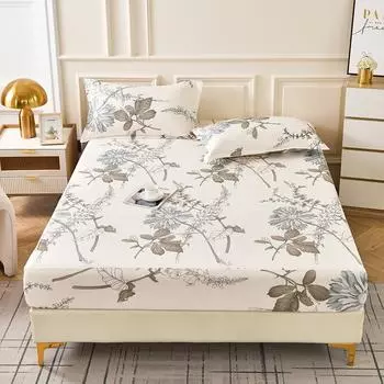 Skin-friendly Fitted Sheet Printed Bed Cover sabanas para cama Elastic Bedsheet Simple Style Mattress Cover (No Pillowcase) Single 90x200cm 1pc