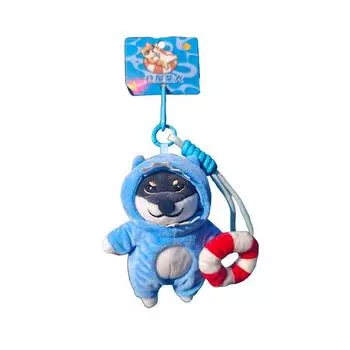 Skin Shiba Inushark Swimsuit Set Plush Keychain Pendant Cute Little Ornament Blue Set