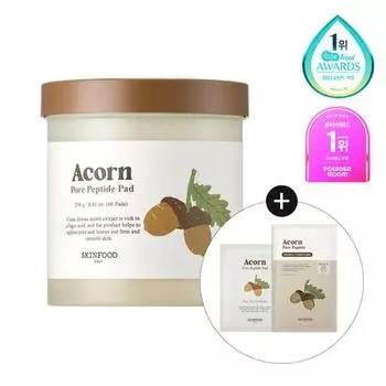Skinfood Acorn Подушечки для эластичности пор, 60 листов (+10 листов, 1 лист желудей в подарок)