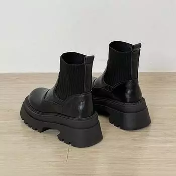 Skinny boots Martin boots women s autumn and winter new small thick-soled heightening short fashion socks boots 35