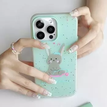 Чехол Skinny iPhone 16, совместимый и подходящий для 15, 14, 13/12/11, promax /xsmax/xr, Little Grey Bunny 16