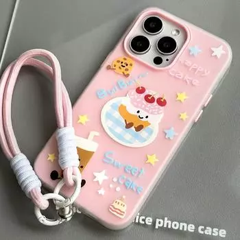 Skinny iPhone 16 Lanyard Case compatible and fits 15 14 13/12/11promax /xsmax/xr Cartoon 16