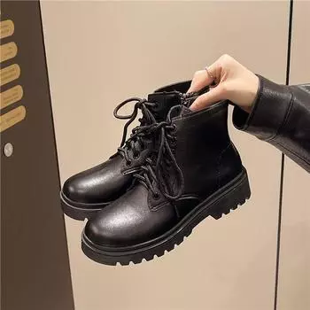 Skinny shoes ins trendy Martin boots women s 2024 autumn and winter new black single boots thin British style short boots 35 чёрный