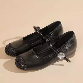 Skinny silver sequined Mary Jane shoes new buckle ballet shoes temperament work shoes 35