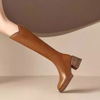 Skinny v-mouth high-heeled boots women s 2025 new British style niche boots autumn thick-heeled knight boots 35 чёрный