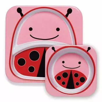 SKIP HOP Animal Plate Bowl Set Ladybug с FDSH252210 и [Еда] [Разделители мисок] [Детское питание] [Меламиновая посуда]