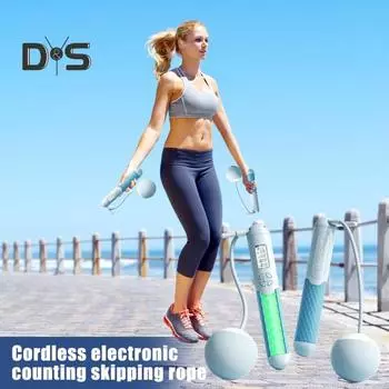 Скакалка со счетчиком шариков Светодиодный дисплей Нескользящая ручка Не спутывается Студенты Дети Мужчины Женщины Тренировки Обучение Беспроводная скакалка синий