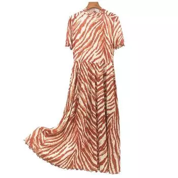 Skirt Hem Sexy Stretch Slim Looking Soft Vertical Mesh Yarn Brown Curry M