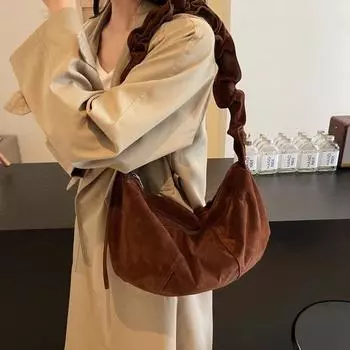 Складки Дизайн Молния Швейные Нитки Коммуникации Большая Вместимость Сумки Через Плечо Однотонные Горячие Продажи Сумки Через Плечо Для Женщин