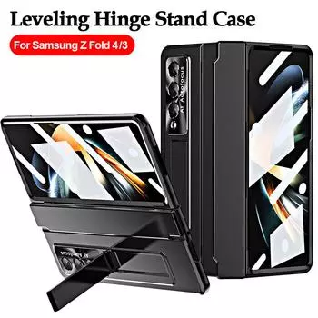 Складная 4-слойная плоская крышка на шарнирах для Samsung Galaxy Z Fold 4 Fold 3 5g, чехол-подставка, защитная крышка, чехол со стеклом переднего экрана For Galaxy Z Fold 4