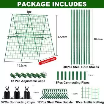 Складная А-образная садовая решетка с сеткой, поддерживает огурцы, помидоры, цуккини на высоких грядках