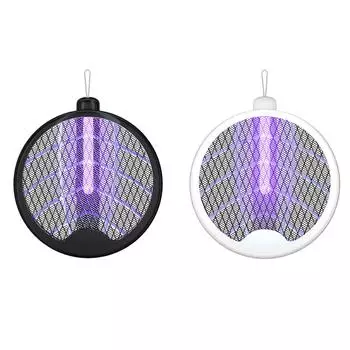 Складная электрическая мухобойка для комаров 1000 мАч ручная мухобойка для дома и спальни чёрный