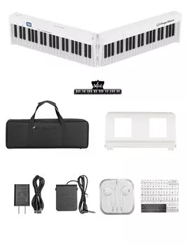 Складная электронная пианино с 128 127 20 двойными 88-клавишными клавишами для начинающих, портативная, легкая, компактная, полувзвешенные клавиши, тоны, ритмы, демоны, белый