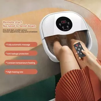 Складная автоматическая гидромассажная ванна для ног с тепловой вибрацией, ванна для ног с красным светом и массажными роликами для расслабления и снятия стресса